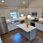 Wood floor kitchen with island counter: image 8 0f 9